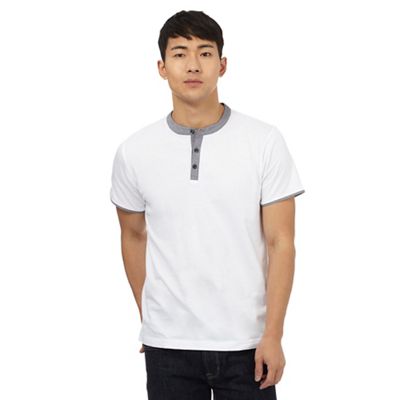 Red Herring White button neck t-shirt